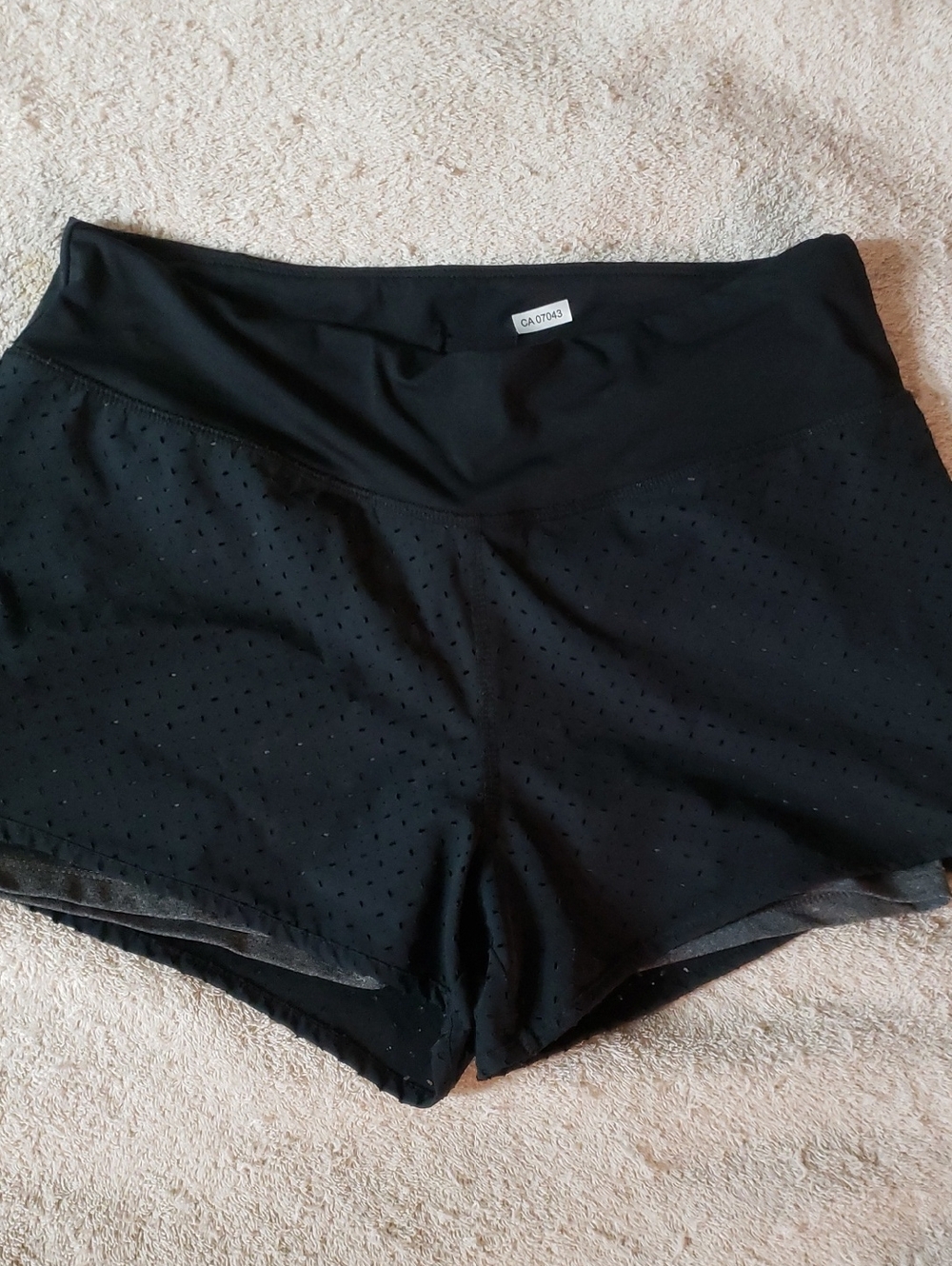Marika Black Perforated High-Rise Athletic Shorts